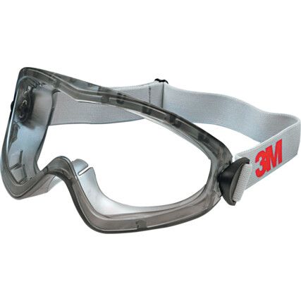 Safety Goggles, Polycarbonate, Clear Lens, PVC, Grey Frame, Sealed, Anti-Fog/Scratch-resistant/UV-resistant