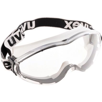 Ultrasonic, Safety Goggles, Polycarbonate, Clear Lens, Black/Grey Frame, Indirect Ventilation, Anti-Fog/Scratch-resistant/UV-resistant