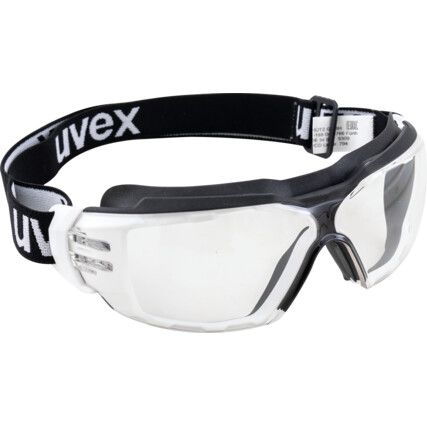 Sonic, Safety Goggles, Polycarbonate, Clear Lens, Polypropylene, White Frame, Anti-Fog/Scratch-resistant/UV-resistant