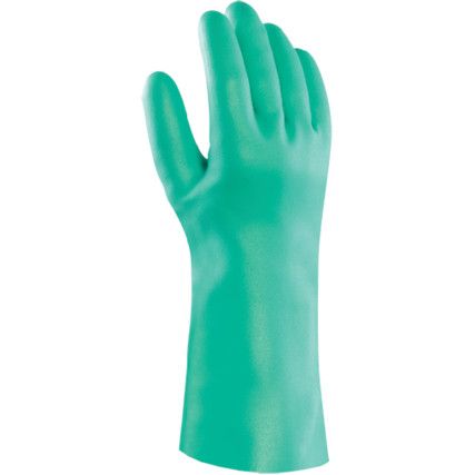 37-655 Solvex Chemical Resistant Gauntlet, Green, Nitrile, Unlined, Size 9