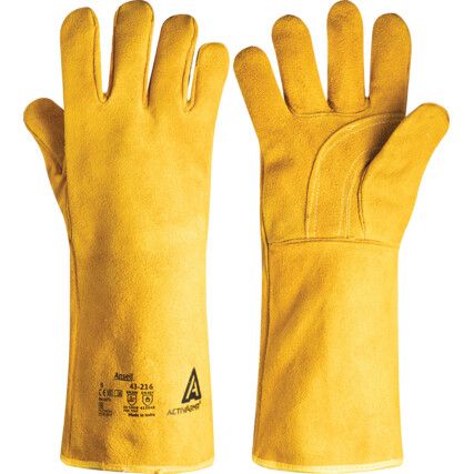 43-216 ActivArmr WorkGuard Welding Gloves, Yellow, Kevlar/Leather, 370-415mm, Size 9