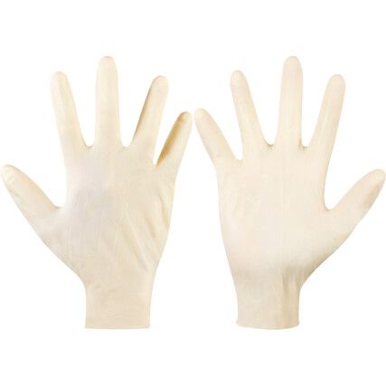Microflex 63-864 Disposable Gloves, Natural, Latex, 6.3mil Thickness, Powder Free, Size 8.5-9, Pack of 100