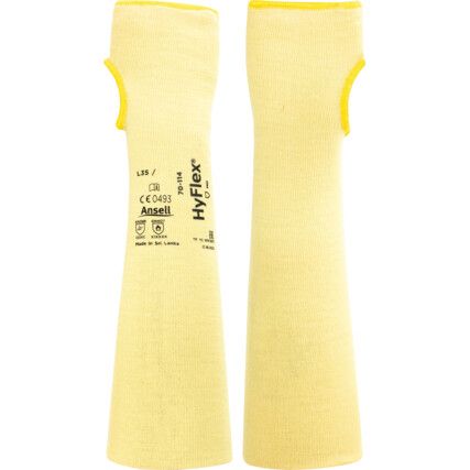 70-118 Cut D Resistant Sleeve, Yellow, Kevlar, 455mm, EN388 1, 3, X, 4, Knit Cuff