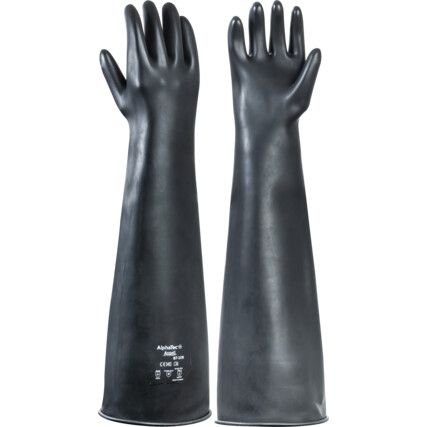 87-108 Alphatec Chemical Resistant Gloves, Black, Latex, Size 10