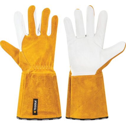 118 Tegera, Heat Resistant Gloves, White/Yellow, Cowhide/Goatskin, 360mm, Size 10