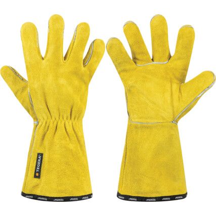 19 Tegera, Heat Resistant Gloves, Yellow, Cowhide, Size 10
