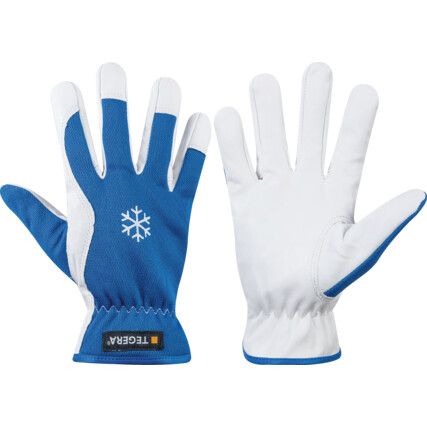 217 Tegera, Cold Resistant Gloves, Blue/White, Nylon/Polyester Liner, Leather Coating, Size 10