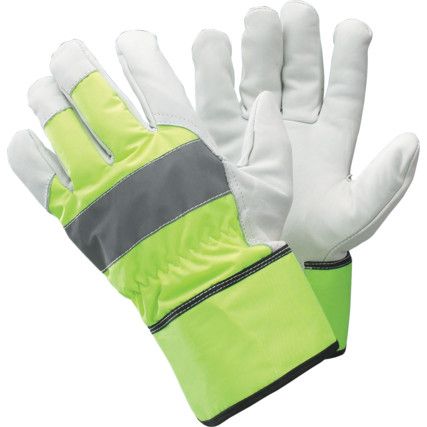 298 Tegera, Cold Resistant Gloves, Green/White, Acrylic/Fleece Liner, Leather Coating, Size 8