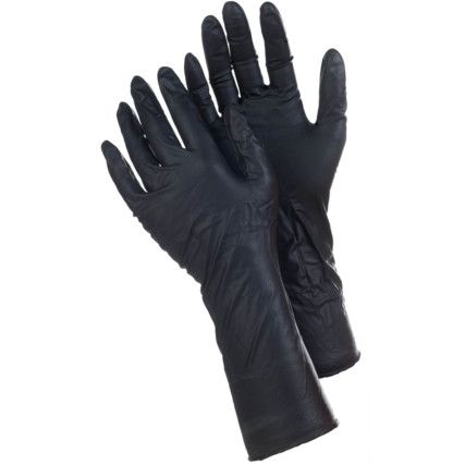 Tegera 849 Disposable Gloves, Black, Nitrile, 7.5mil Thickness, Powder Free, Size 7, Pack of 50