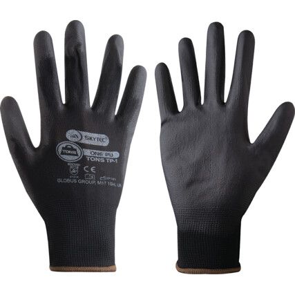 TNS020 Tons TP-1, General Handling Gloves, Black, Polyurethane Coating, Polyester Liner, Size 9