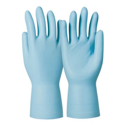 Dermatril 740 Disposable Gloves, Blue, Nitrile, 1.2mil Thickness, Powder Free, Size 8, Pack of 100