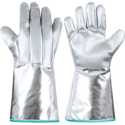 7576, Heat Resistant Gloves, Silver, Kevlar®, Kevlar® Liner, Aluminised Glass Coating, 500°C Max. Compatible Temperature, One Size