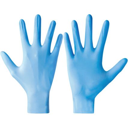 Shield GD19 Disposable Gloves, Blue, Nitrile, 3.1mil Thickness, Powder Free, Size L, Pack of 100