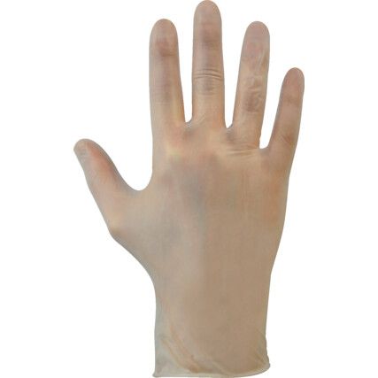 Shield 2 GD47 Disposable Gloves, Clear, Vinyl, 0.8mil Thickness, Powdered, Size M, Pack of 100