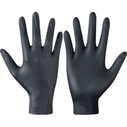 Bodyguard 897 Disposable Gloves, Black, Nitrile, 3.1mil Thickness, Powder Free, Size L, Pack of 100