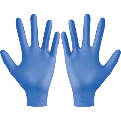 Bodyguard GL8902 Disposable Gloves, Blue, Nitrile, 3.5mil Thickness, Powder Free, Size M, Pack of 100