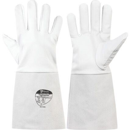 LMW124 Tigmaster™, Welders Gauntlet, White, Leather, 340mm, Size L
