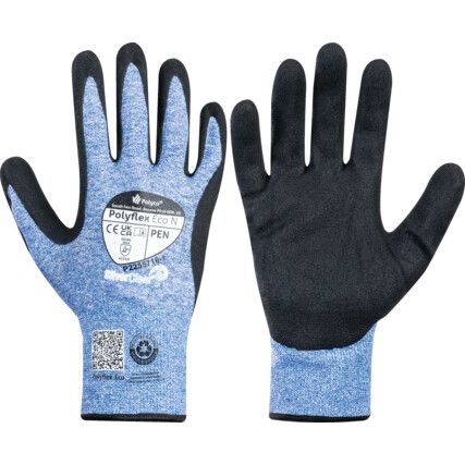 PEN Eco N, General Handling Gloves, Black/Blue, Nitrile Coating, Size 5