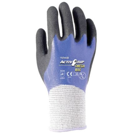 ActivGrip™ Omega Max 542, Cut Resistant Gloves, Black, Nitrile Coating, EN388: 2016, 4, X, 4, 2, C, Size XL