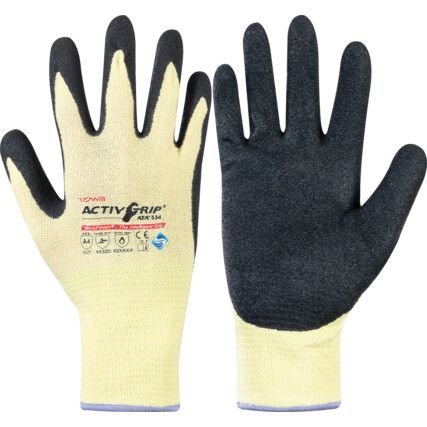 TOW534 ActivGrip ATA-534, General Handling Gloves, Black/Yellow, Nitrile Coating, Size XL