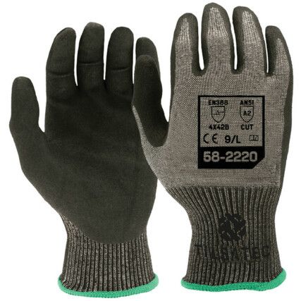 Cut Resistant Gloves, Grey/Black, Bi-Polymer Palm, Rhino Yarn® Liner, EN388: 2016, 4, X, 4, 2, B, Size 11