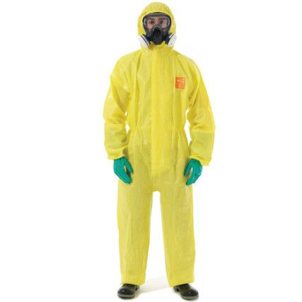 2300 PLUS Microgard Chemical Protective Coveralls, Disposable, Type 3/4/5, Yellow, Polyethylene, Zipper Closure, XL