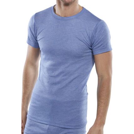 Thermal Vest, Men, Blue, Polyester/Viscose, Short Sleeve, M