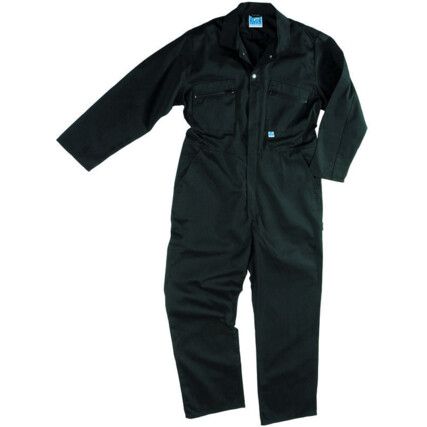 Coveralls, Men, Black, Cotton/Polyester, Chest 48", XL