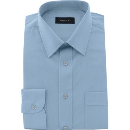 Shirt, Men, Light Blue, Cotton/Polyester, Long Sleeve, 17.5" Collar