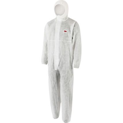 4500W, Chemical Protective Coveralls, Disposable, White, Polypropylene, Zipper Closure, Chest 39-43", L