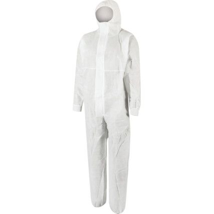 4520, Chemical Protective Coveralls, Disposable, Type 5/6, White, SMMMS Nonwoven Fabric, Zipper Closure, Chest 43-45", XL