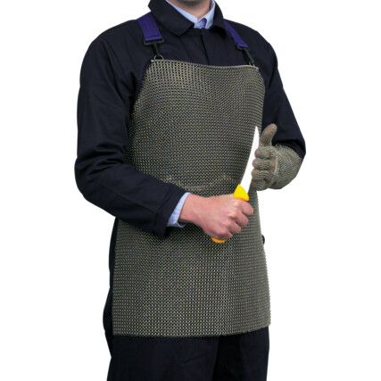 Chainmail Apron, Reusable, Grey, Stainless Steel, 85x60cm