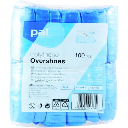 Disposable Overshoes, 100 Pack, Blue, 16" / XL, Unisex