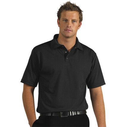 Polo Shirt, Men, Black, Cotton/Polyester, Short Sleeve, XL