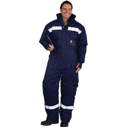 Coveralls, Navy Blue, Polyester, Chest 48-50", XL