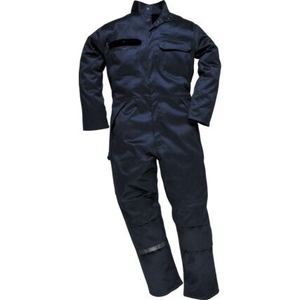 Multi-Norm, Flame Retardant Coveralls, Navy Blue, Cotton, Stud Closure, Chest 52-54", 2XL