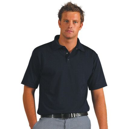 Polo Shirt, Men, Navy Blue, Cotton/Polyester, Short Sleeve, XL