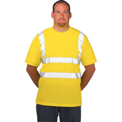 T-Shirt, Unisex, Yellow, Cotton/Polyester, 2XL