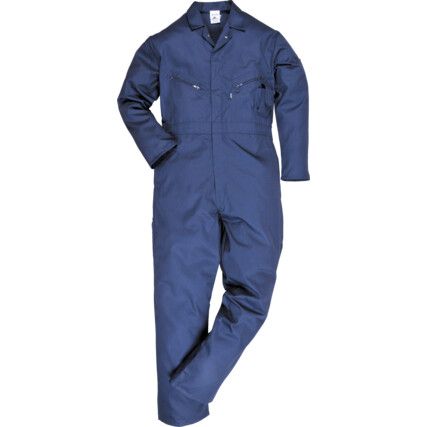 Coveralls, Navy Blue, Cotton/Polyester, Chest 44-46", L