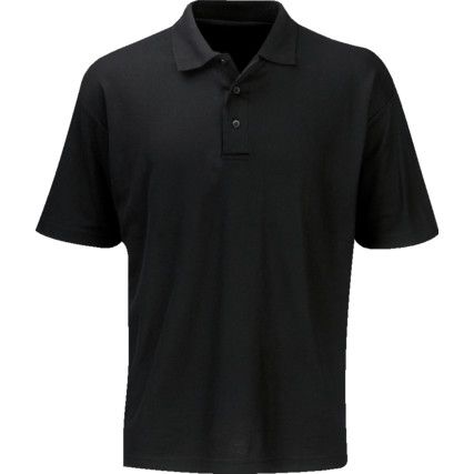 Polo Shirt, Unisex, Black, Cotton/Polyester, Short Sleeve, L