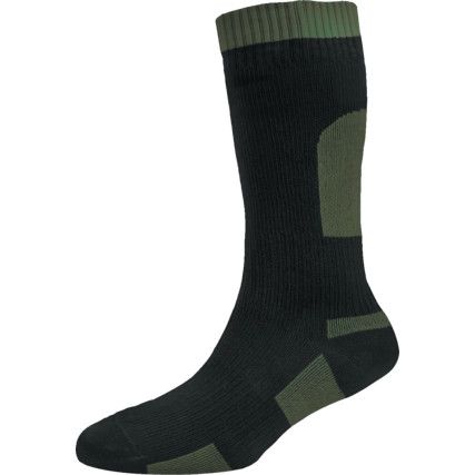 Waterproof Socks, Unisex, Black/Green, Merino Wool, Size XL