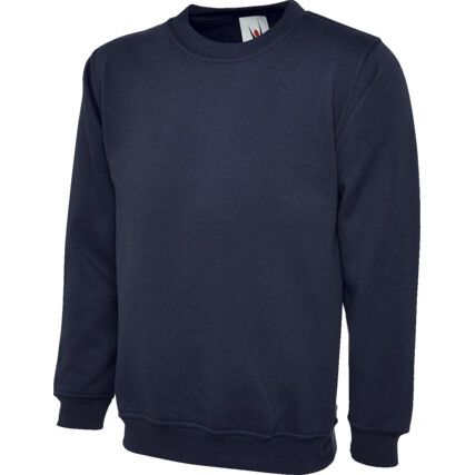 Sweatshirt, Navy Blue, Cotton/Polyester, L