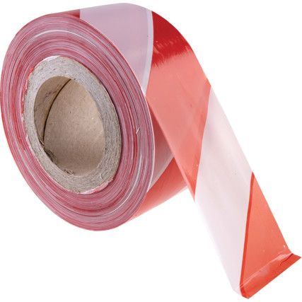 Non-Adhesive Barrier Tape, PVC, Red/White, 75mm x 500m