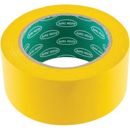Adhesive Hazard Tape, PVC, Yellow, 50mm x 33m