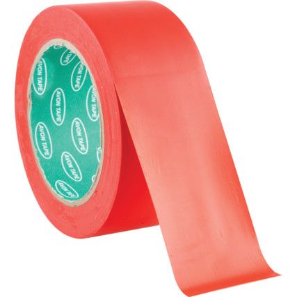 Adhesive Hazard Tape, PVC, Red, 50mm x 33m