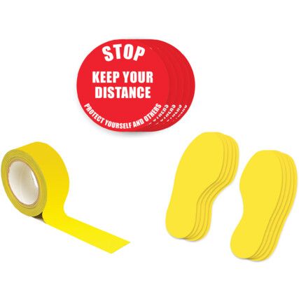 Social Distance Floor Marker Kit, 1A, Stop Keep Your Distance