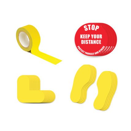 Social Distance Floor Marker Kit, 2A, Stop Keep Your Distance