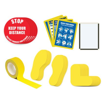 Social Distance Floor Marker Kit, 4A, Stop Keep Your Distance