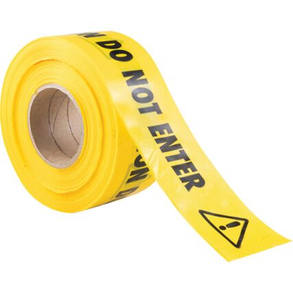 Barrier Tape, Polypropylene, Yellow, 75mm x 300m
