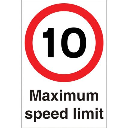 Max Site Speed Limit 10mph Polycarbonate Sign 300mm x 400mm